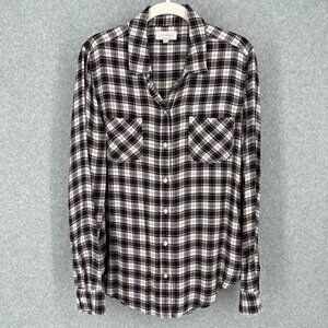 Lucky Brand Womens Button Up Plaid Flannel Shirt Size M Split Back Lightweight